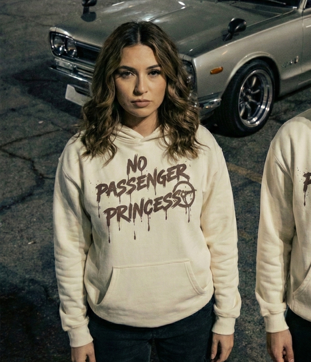 The "No Passenger Princess" Heavyweight Hoodie – Darkside Black & Vintage Cream Edition
