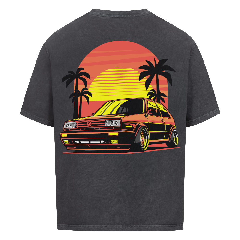 Retro Sunset – VW Golf 2 - Oversized Shirt
