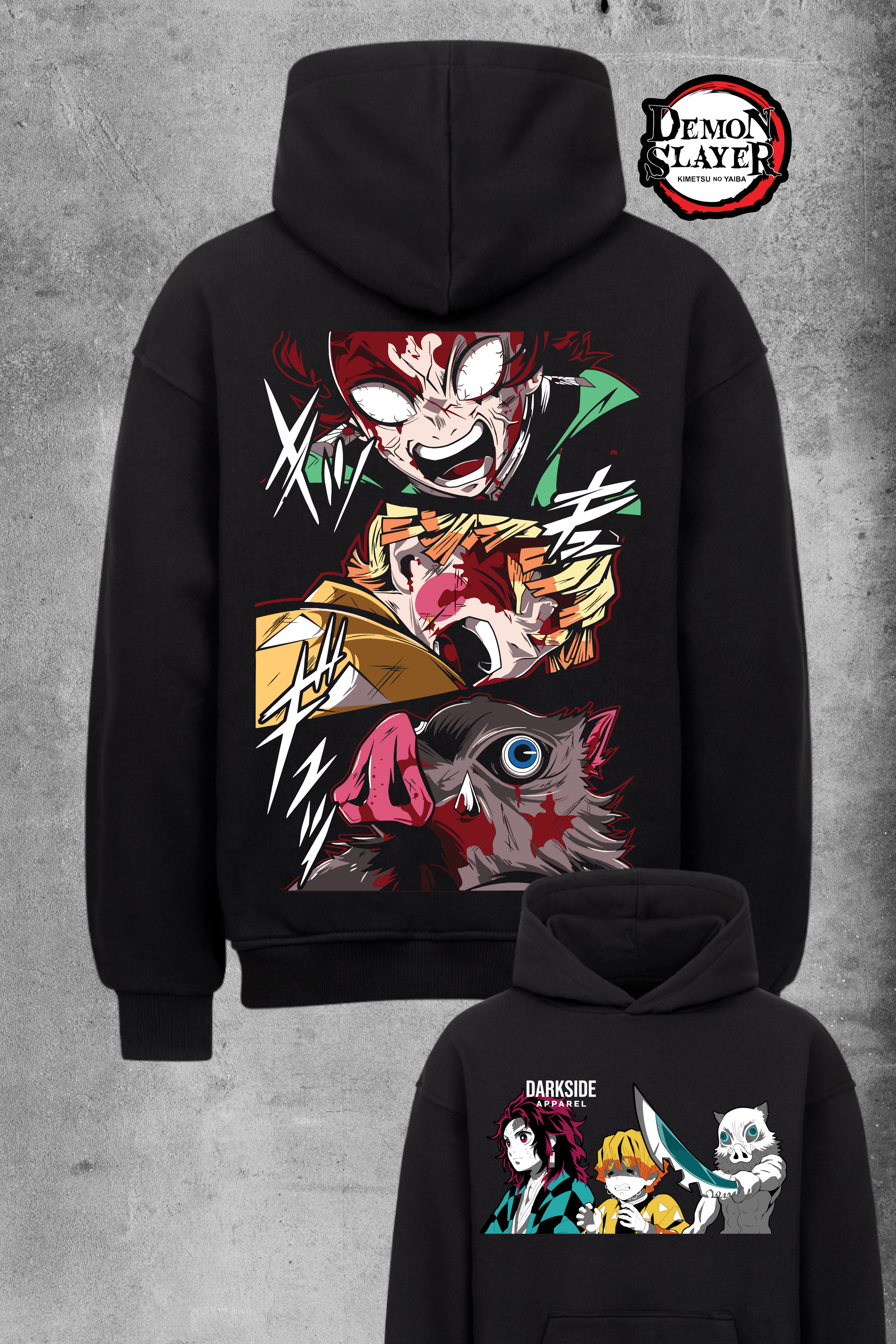 Tanjiro, Zenitsu & Inosuke Oversized Hoodie – Darkside Apparel