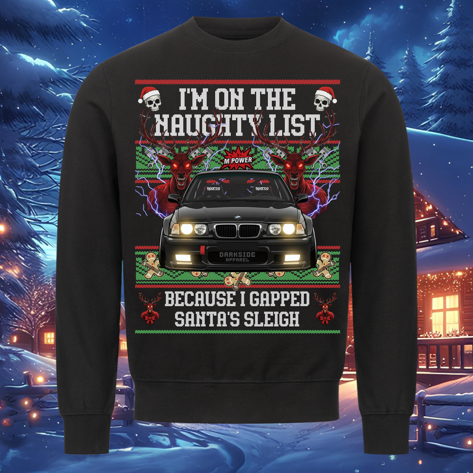 E36 M3 - Gapped Santa's Sleigh - Weihnachts-Sweatshirt