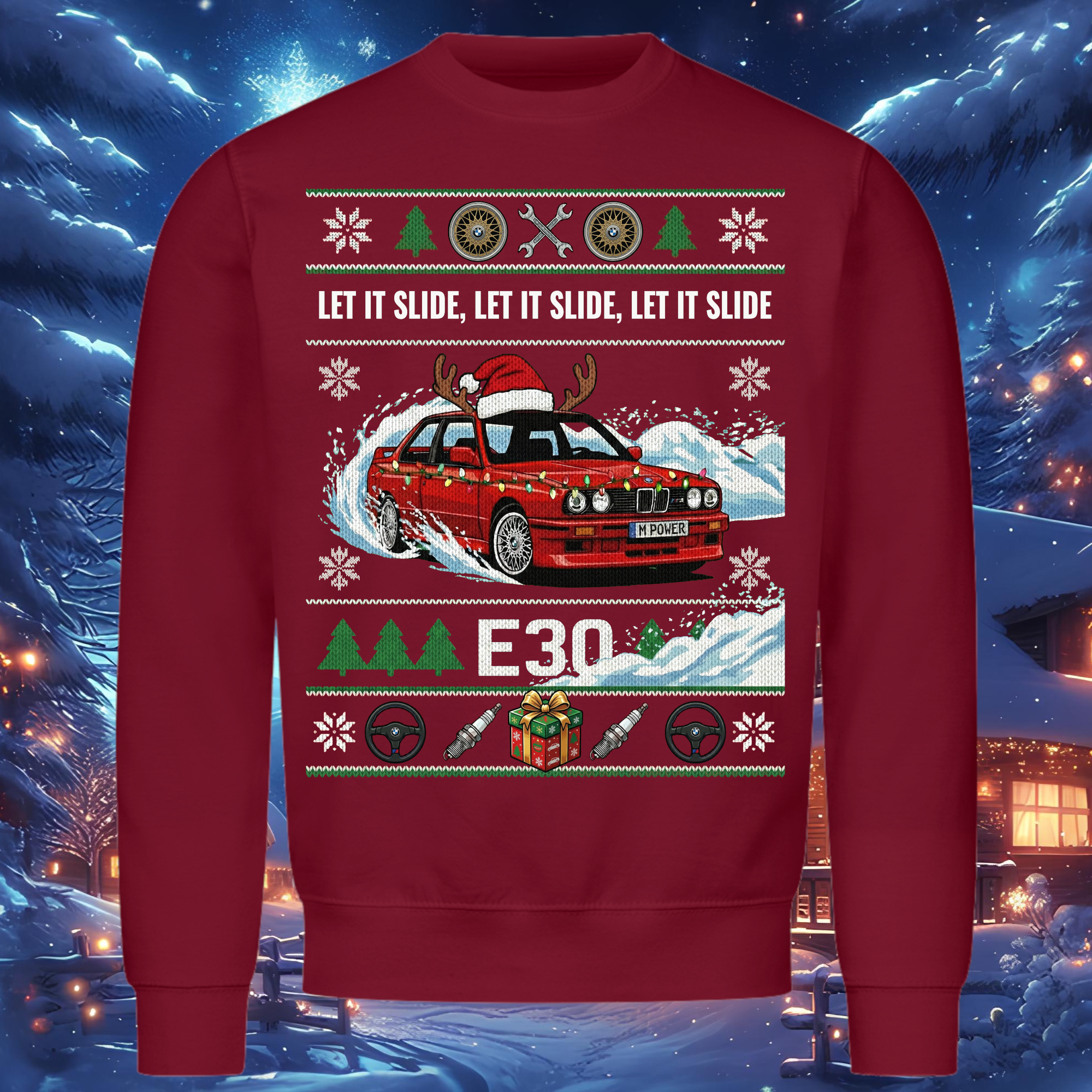 E30 M3 - LET IT SLIDE - Weihnachts-Sweatshirt