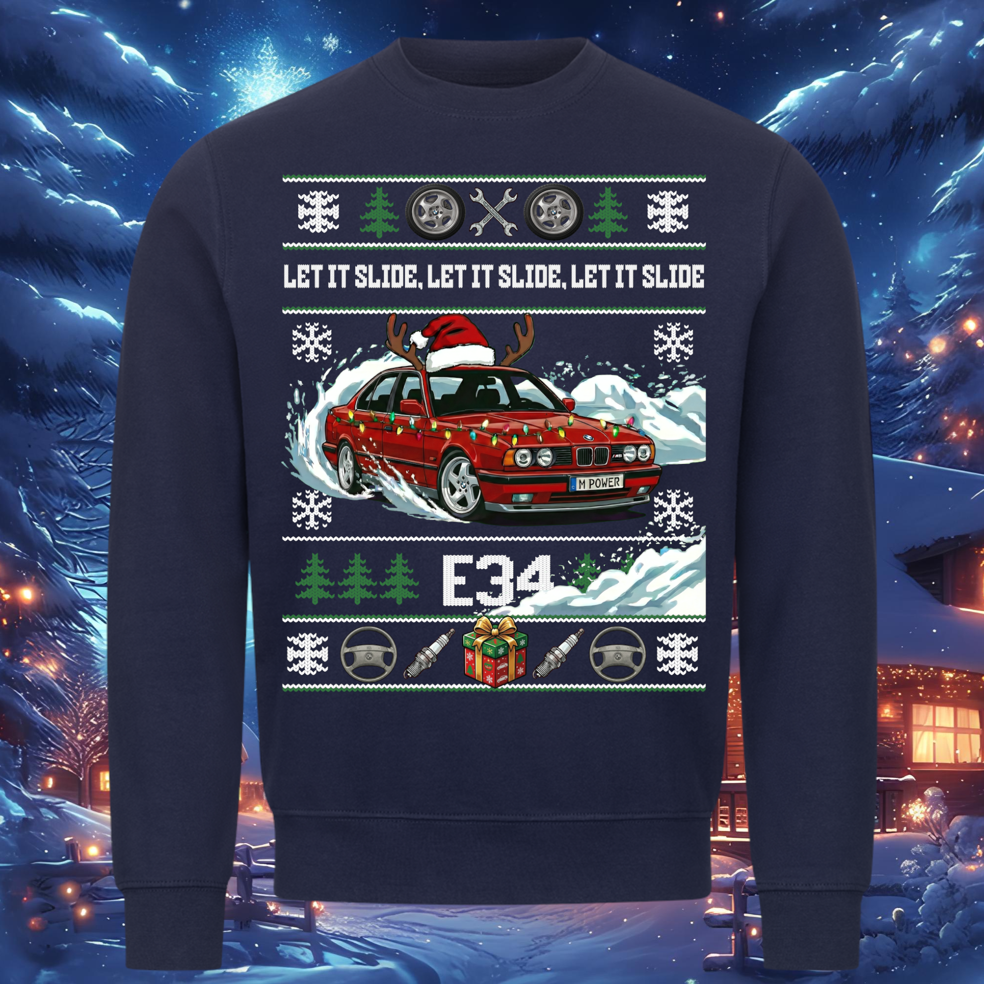 E34 M5 - LET IT SLIDE - Weihnachts-Sweatshirt