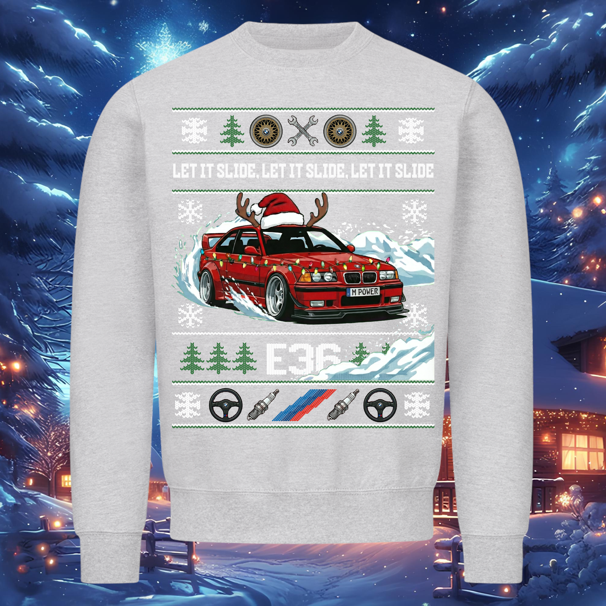 E36 M3 - LET IT SLIDE - Weihnachts-Sweatshirt