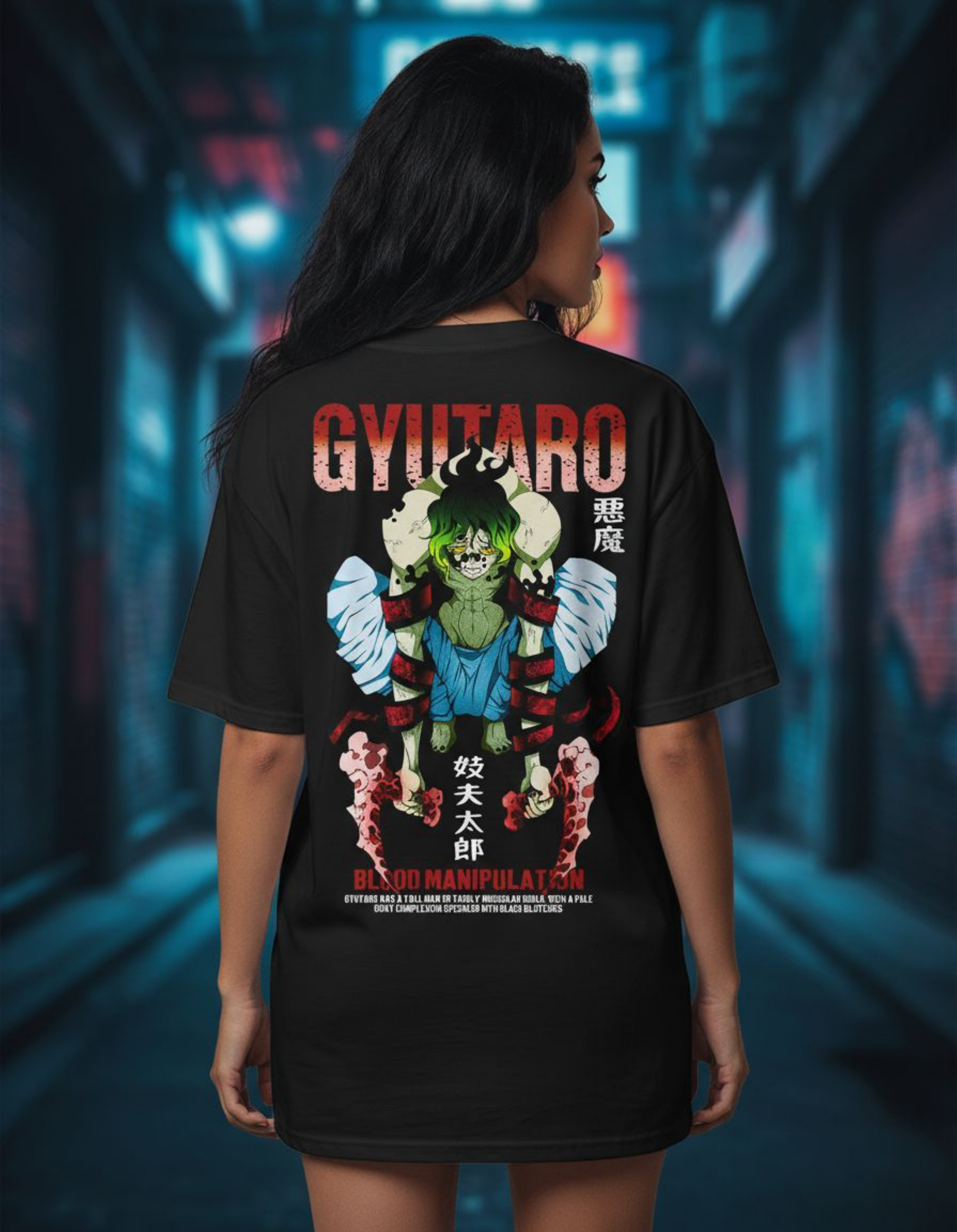 Gyutaro Blood Manipulation Tee – Upper Moon Demon - Oversized Shirt